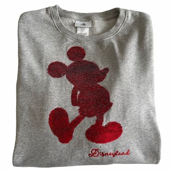 Disney Parks Mickey Mouse Reversible Sequin Sweatshirt Gray Size Medium - Picture 1 of 11